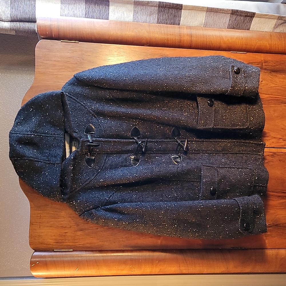 American Rag Hooded Pea Coat Blk Tweed Womens 2X